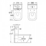 39462000 EURO RIMLESS  pastatomas klozetas su sukūrinė vandens nuleidimo sistema ir lėtaeigiu dangčiu